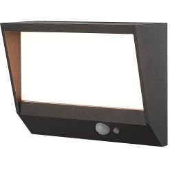 Lucande LED-aurinkoseinävalaisin Dava, 14 cm korkea, alumiini, anturi