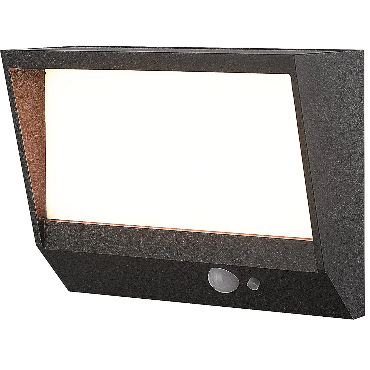 Lucande LED-aurinkoseinävalaisin Dava, 14 cm korkea, alumiini, anturi