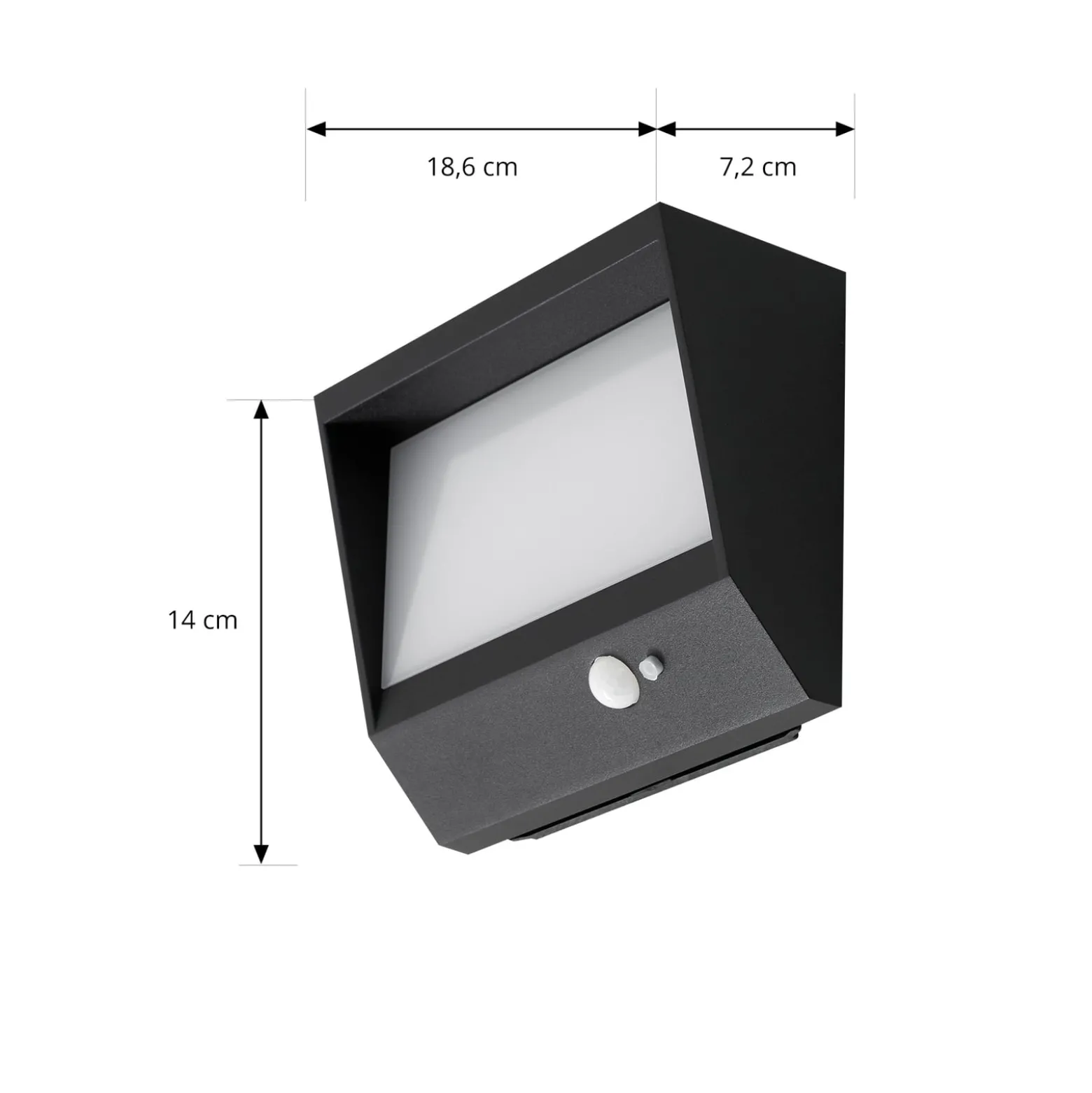 Lucande LED-aurinkoseinävalaisin Dava, 14 cm korkea, alumiini, anturi
