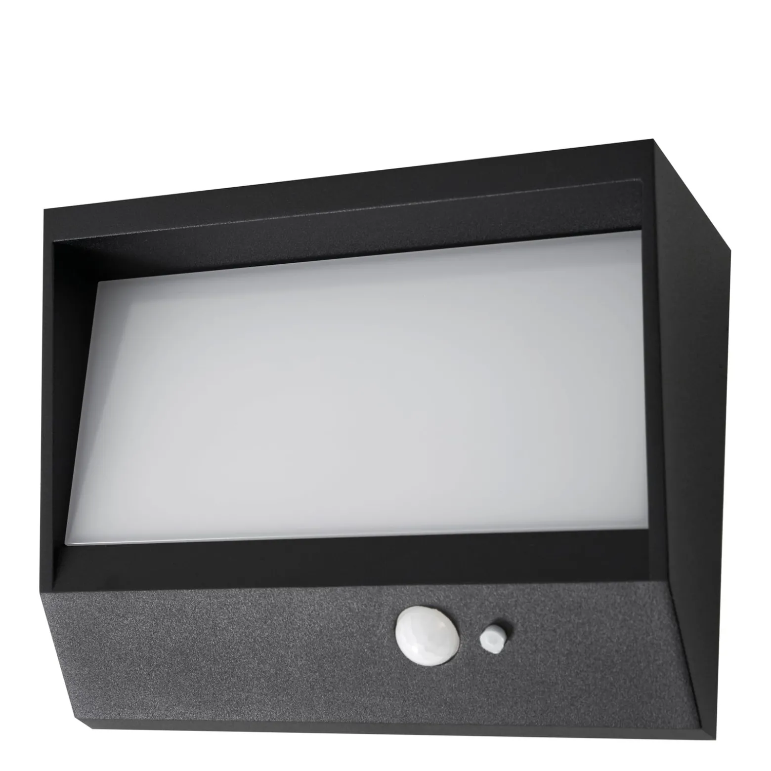 Lucande LED-aurinkoseinävalaisin Dava, 14 cm korkea, alumiini, anturi