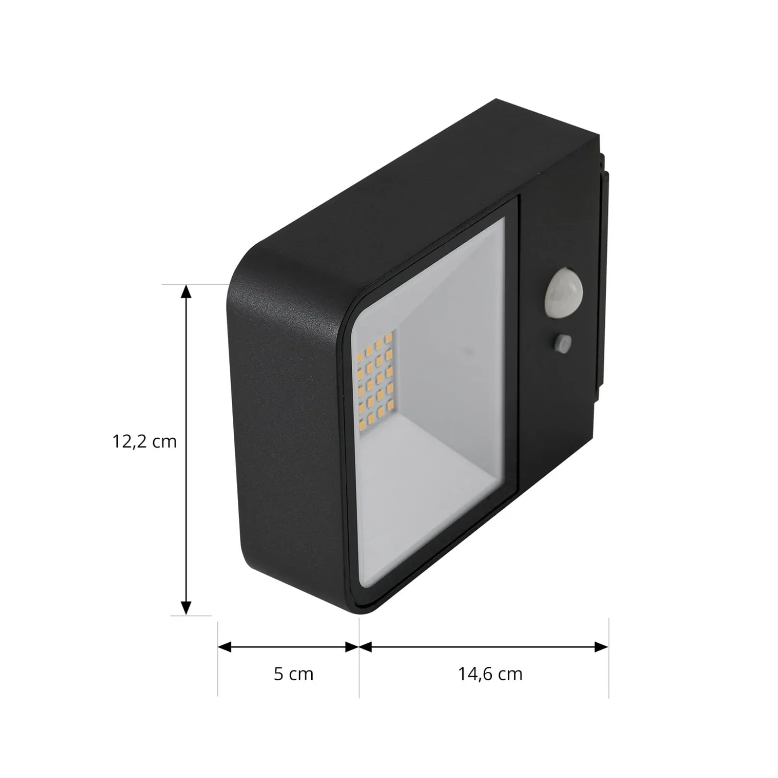 Lucande LED aurinko ulkoseinävalaisin Dava, korkeus 5 cm, anturi