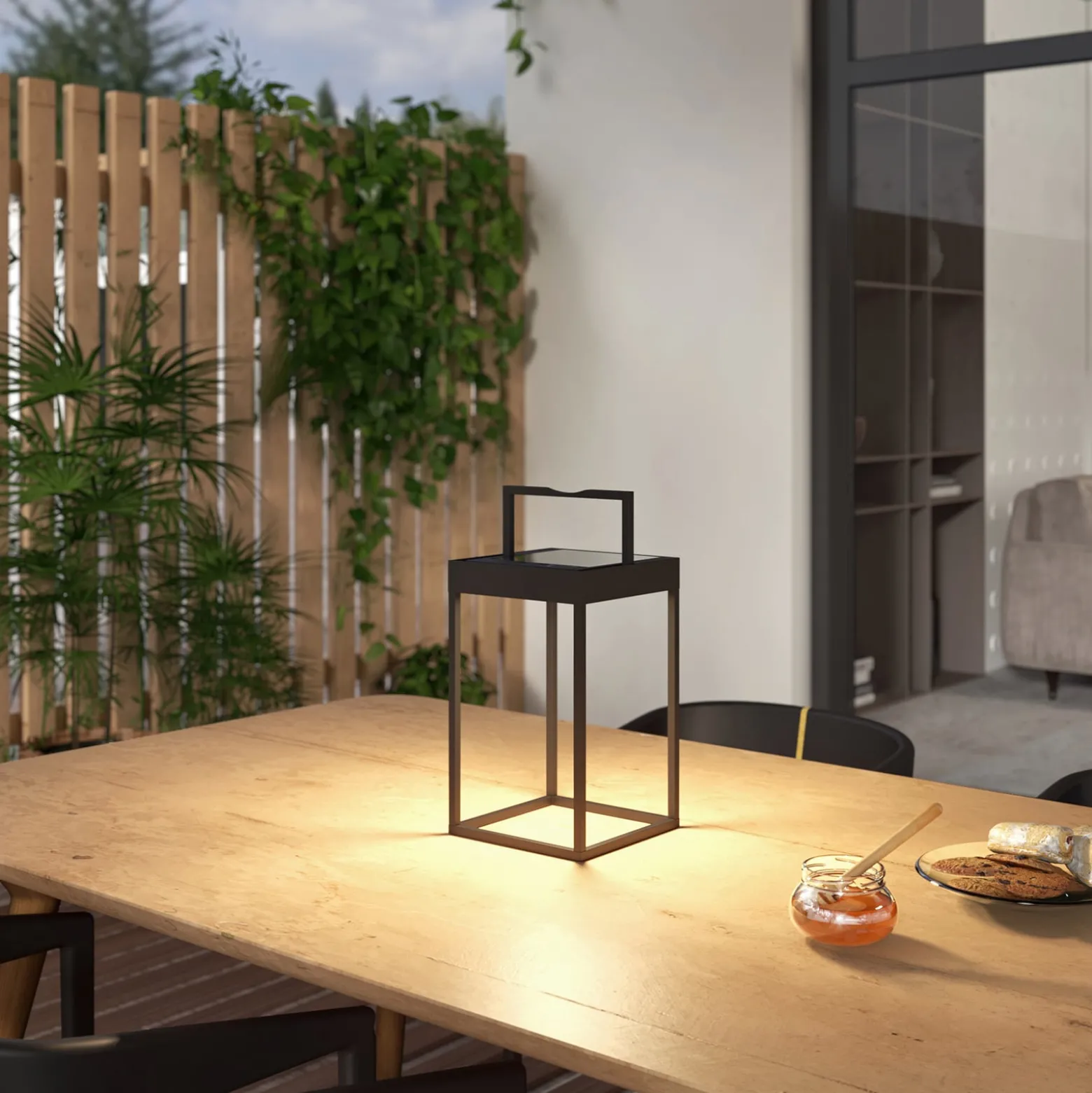 Lucande LED-aurinkovalaisin Lynzy, 38cm, musta, metallia, IP65