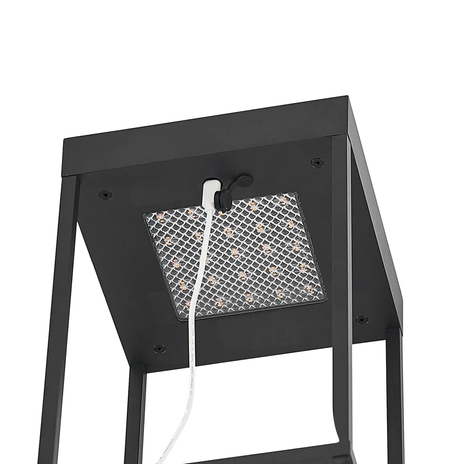Lucande LED-aurinkovalaisin Lynzy, 38cm, musta, metallia, IP65