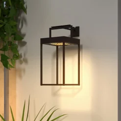 Lucande LED-aurinkovalaisin Lynzy, 38cm, musta, metallia, IP65
