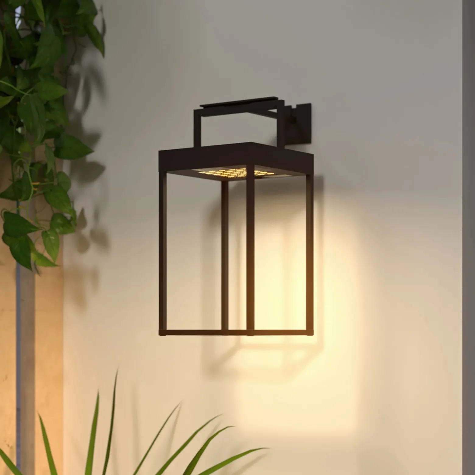 Lucande LED-aurinkovalaisin Lynzy, 38cm, musta, metallia, IP65
