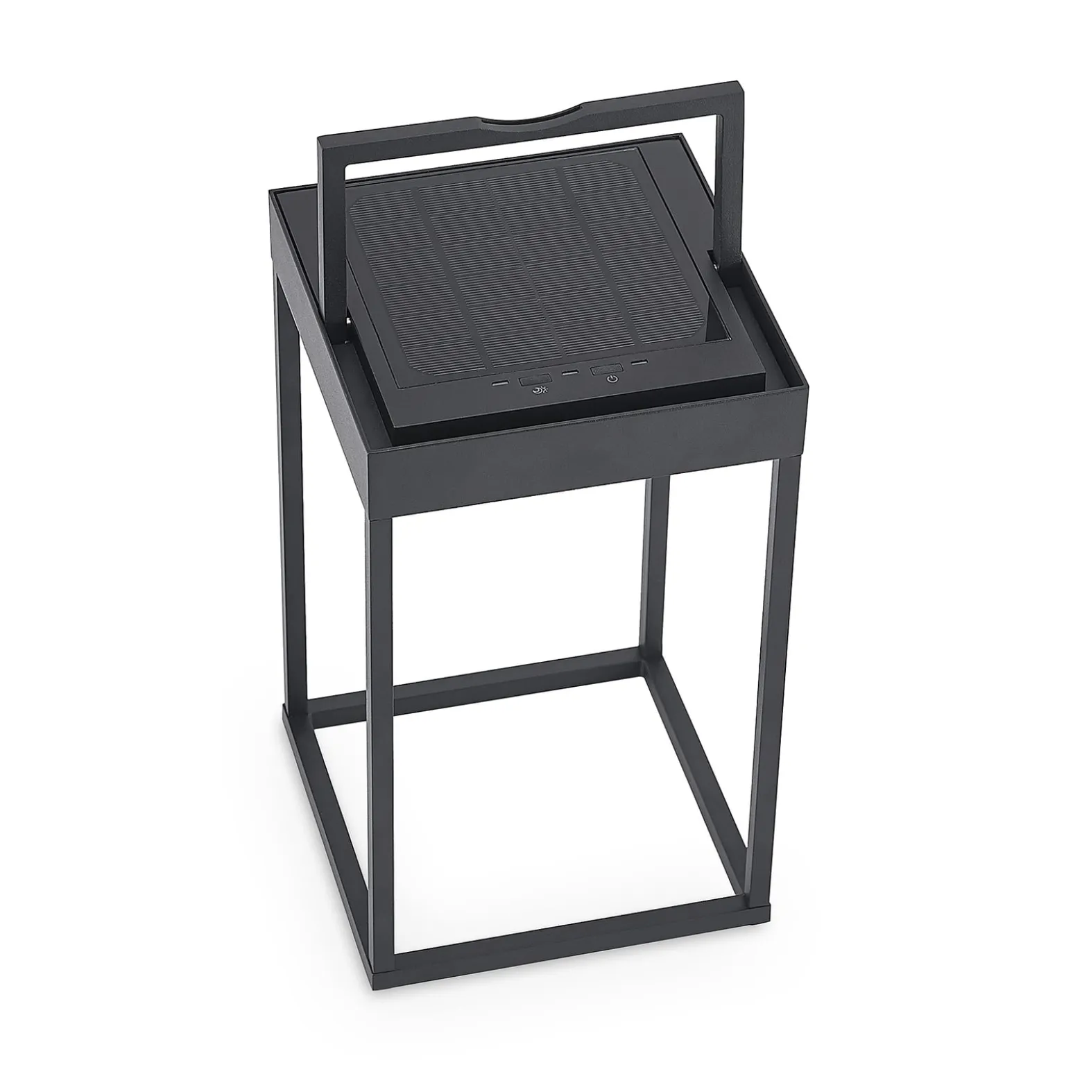 Lucande LED-aurinkovalaisin Lynzy, 38cm, musta, metallia, IP65