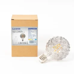 Lucande LED-globe-lamppu G95, E27 3,8 W, 1800 K, rakenne, savu