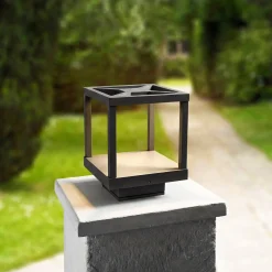 Lucande LED jalkalamppu Lealan, musta, metalli, 23 cm, IP54