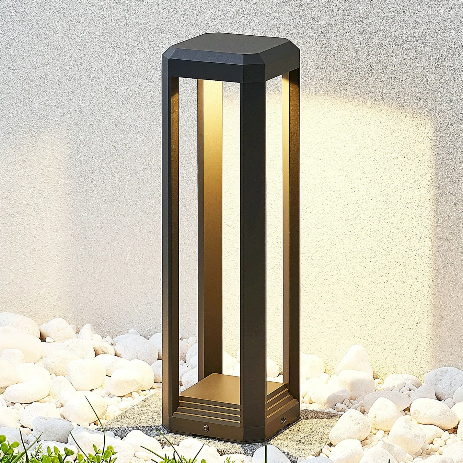 Lucande LED-jalustavalaisin Fery, antrasiitti, metalli, 50cm, IP65