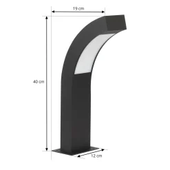 Lucande LED-jalustavalaisin Lennik, 40 cm, antrasiitti, metallia