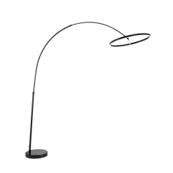 Lucande LED kaareva lattiavalaisin Virvera, pyöreä, musta, metallia