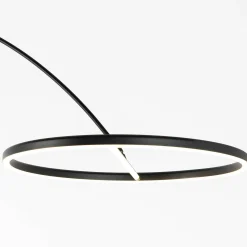 Lucande LED kaareva lattiavalaisin Virvera, pyöreä, musta, metallia