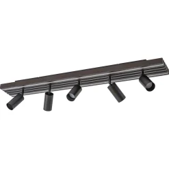 Lucande LED-kattokohdevalo Tiron, 5-lamppuinen, 100 cm, tammi