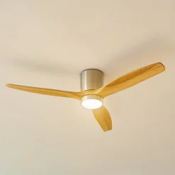 Lucande LED-kattotuuletin Faipari, nikkeli, DC, hiljainen, 132 cm