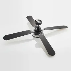 Lucande LED-kattotuuletin Tedric, musta, hiljainen, 133 cm