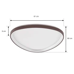 Lucande LED-kattovalaisin Asken, 61 cm, ruskea, CCT, himmennettävä