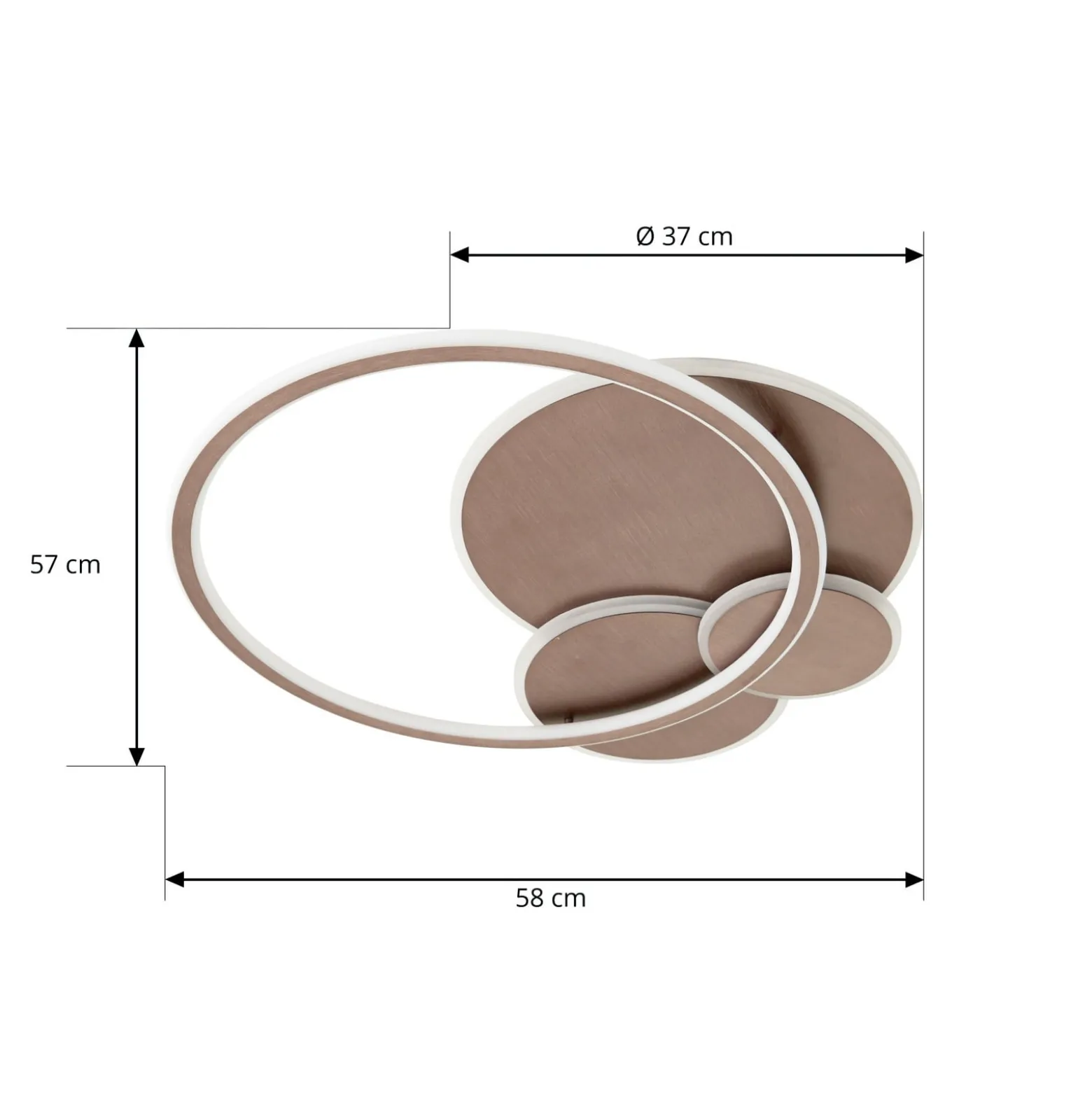 Lucande LED-kattovalaisin Circulo, kahvinruskea, CCT, himmennettävä