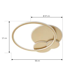 Lucande LED-kattovalaisin Circulo, kulta, 60 cm CCT, himmennettävä