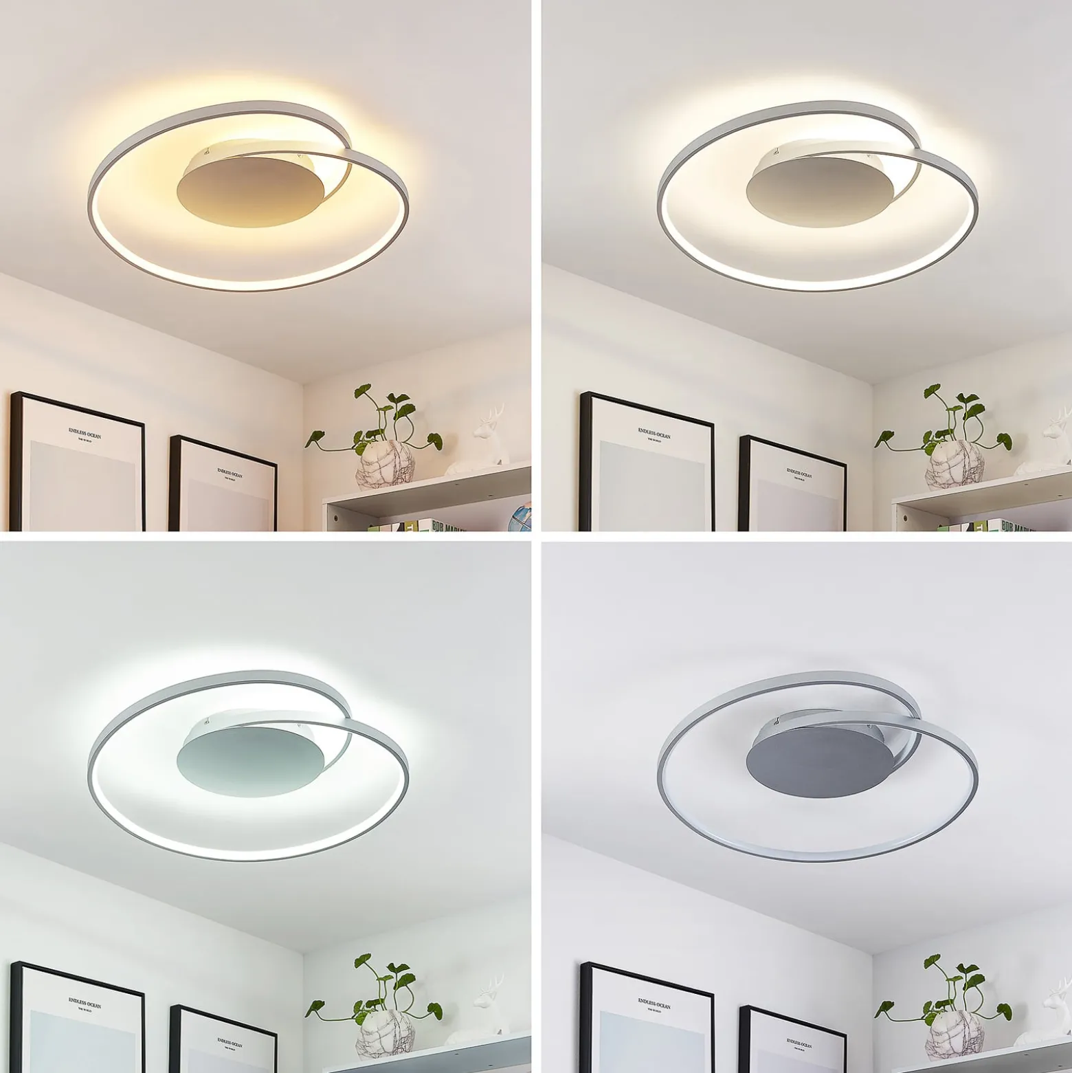 Lucande LED-kattovalaisin Enesa, 63 cm, CCT, kaukosäädin, himmennettävä