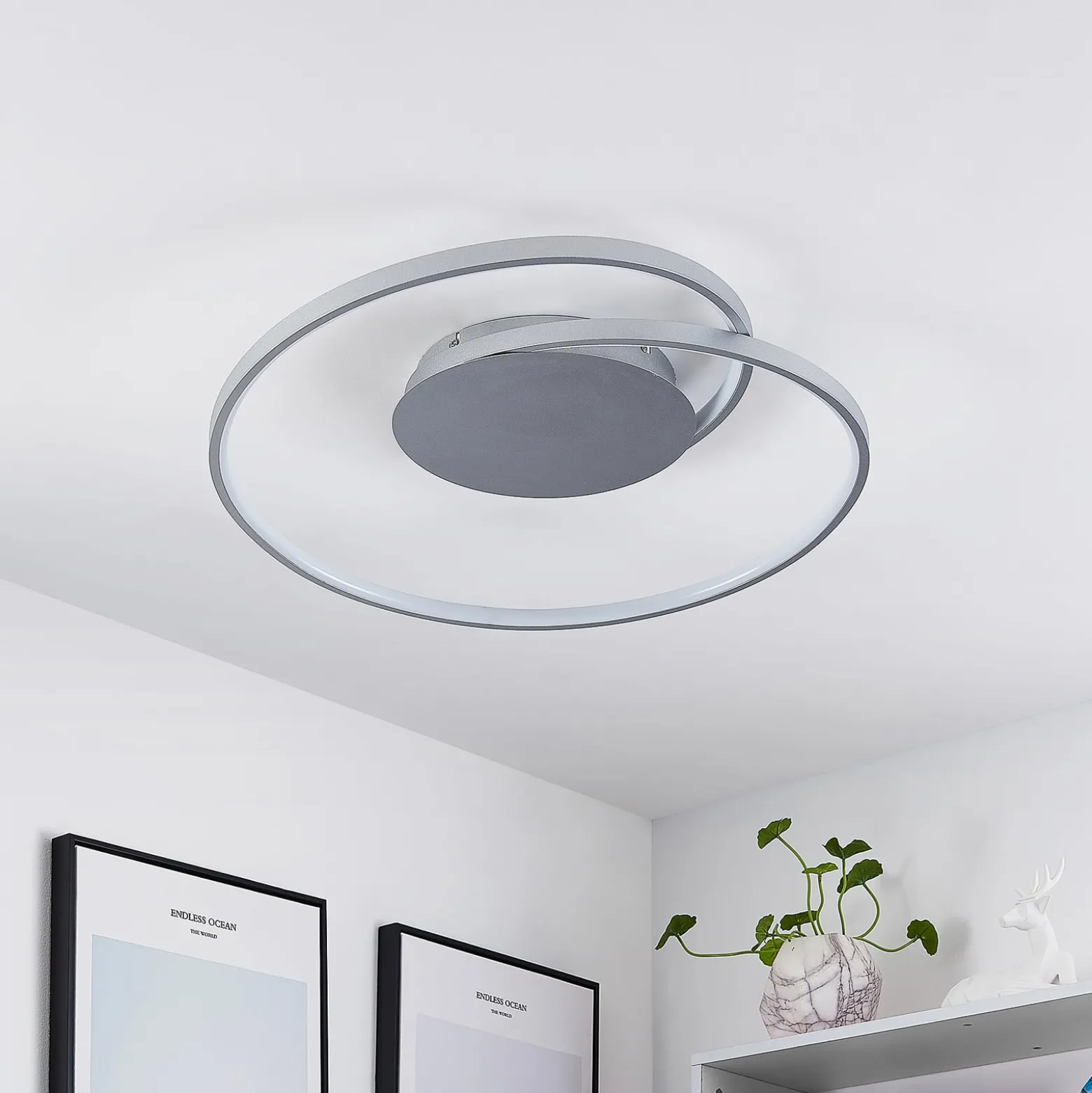 Lucande LED-kattovalaisin Enesa, 63 cm, CCT, kaukosäädin, himmennettävä
