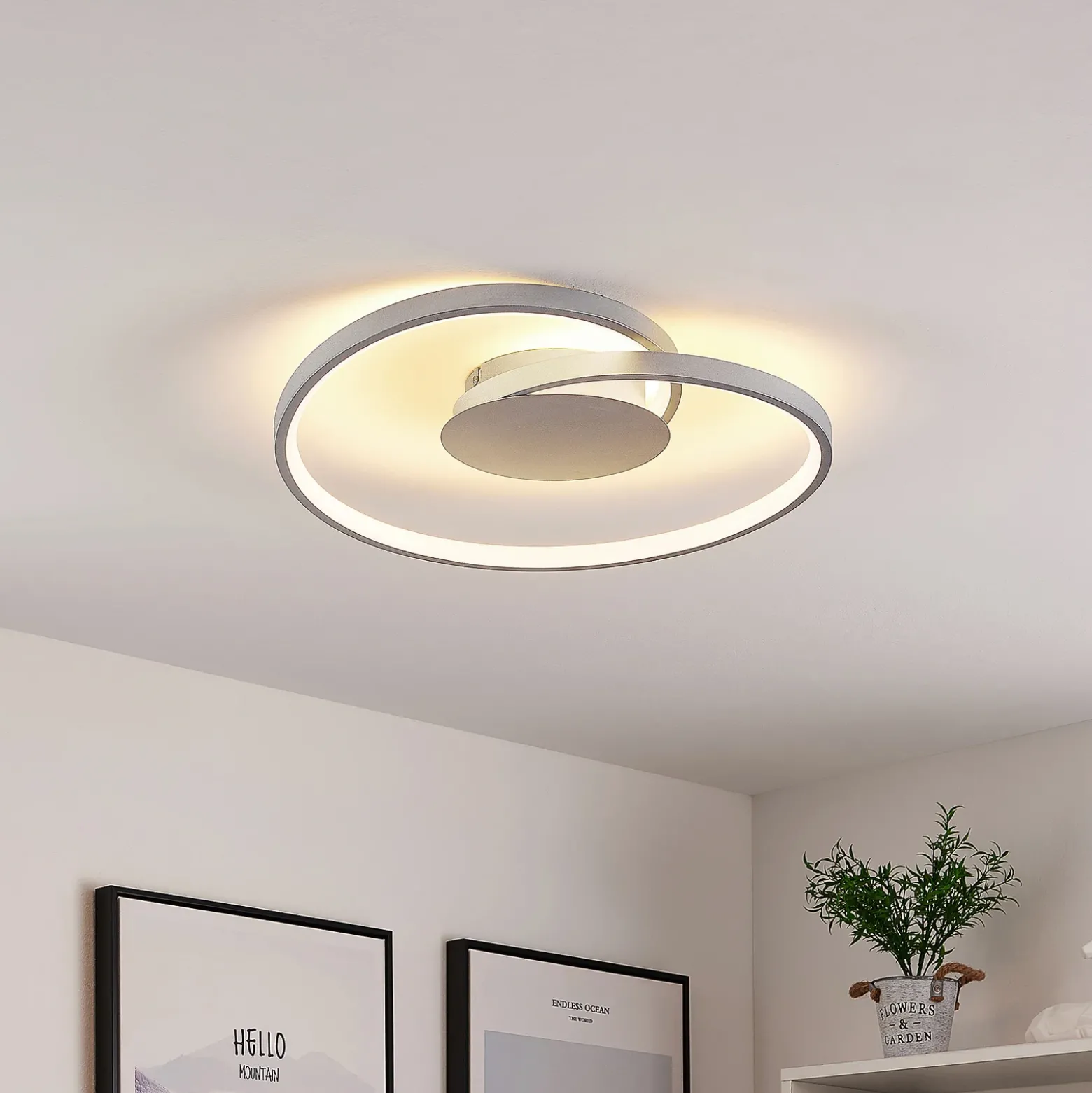 Lucande LED-kattovalaisin Enesa, Ø 46 cm, 2700 K, himmennettävä