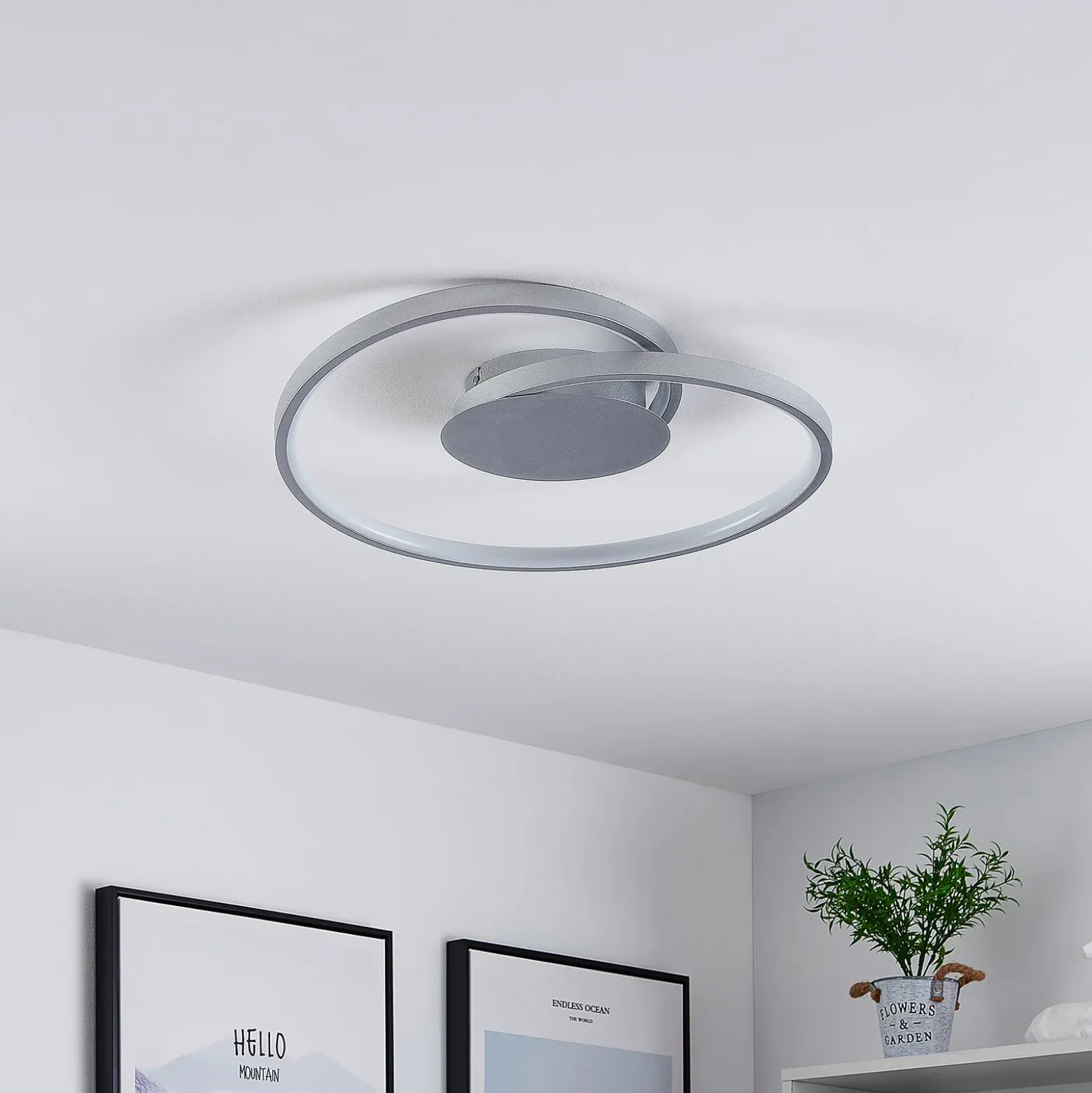 Lucande LED-kattovalaisin Enesa, Ø 46 cm, 2700 K, himmennettävä