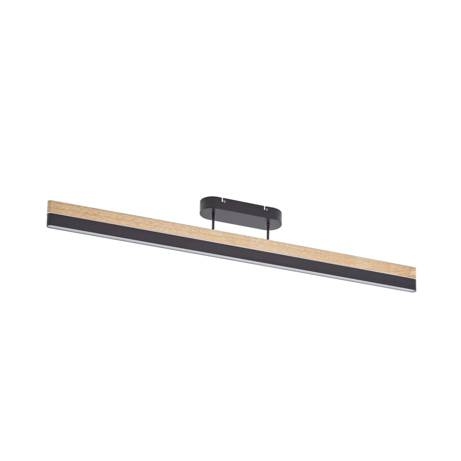 Lucande LED-kattovalaisin Holven, musta/puu, CCT, himmennettävä