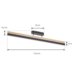 Lucande LED-kattovalaisin Holven, musta/puu, CCT, himmennettävä
