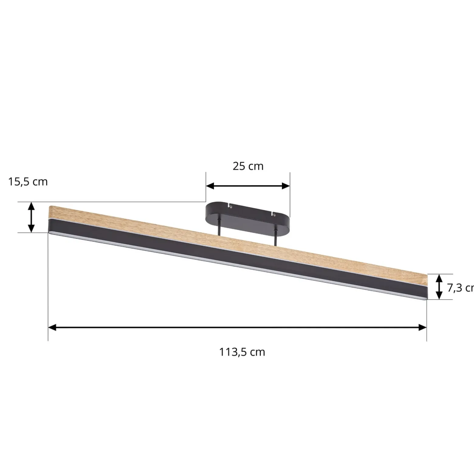 Lucande LED-kattovalaisin Holven, musta/puu, CCT, himmennettävä