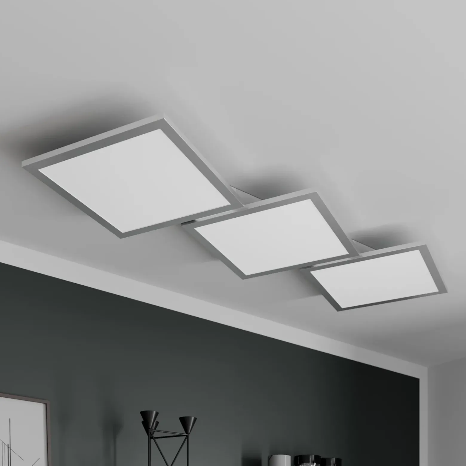 Lucande LED-kattovalaisin Ilira, 3-valo, hopea, CCT, himmennettävä