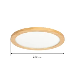 Lucande LED-kattovalaisin Joren, Ø 38 cm, puu, CCT, kaukosäädin