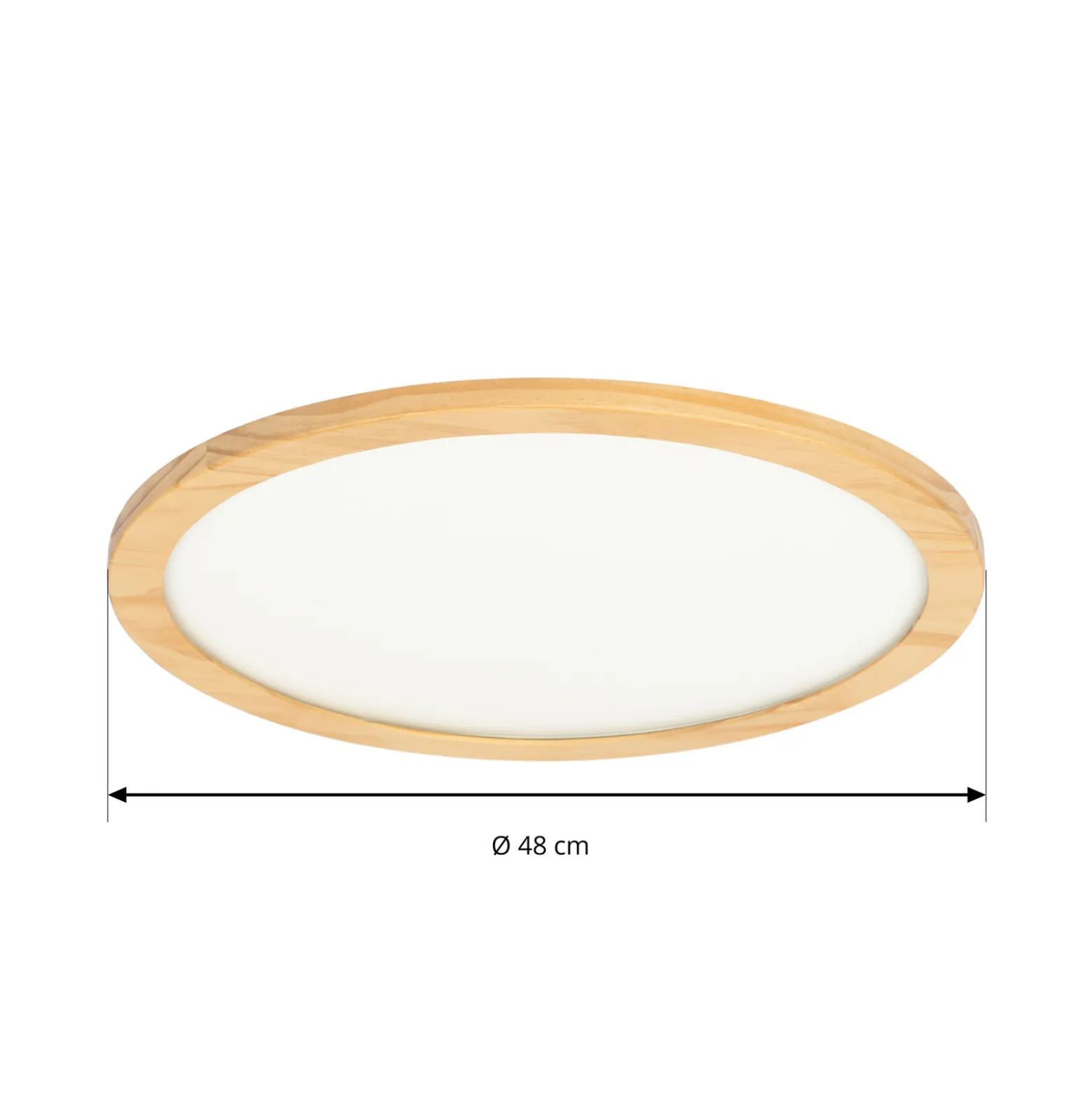 Lucande LED-kattovalaisin Joren, Ø 48 cm, puu, CCT, kaukosäädin