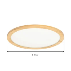 Lucande LED-kattovalaisin Joren, Ø 48 cm, puu, CCT, kaukosäädin