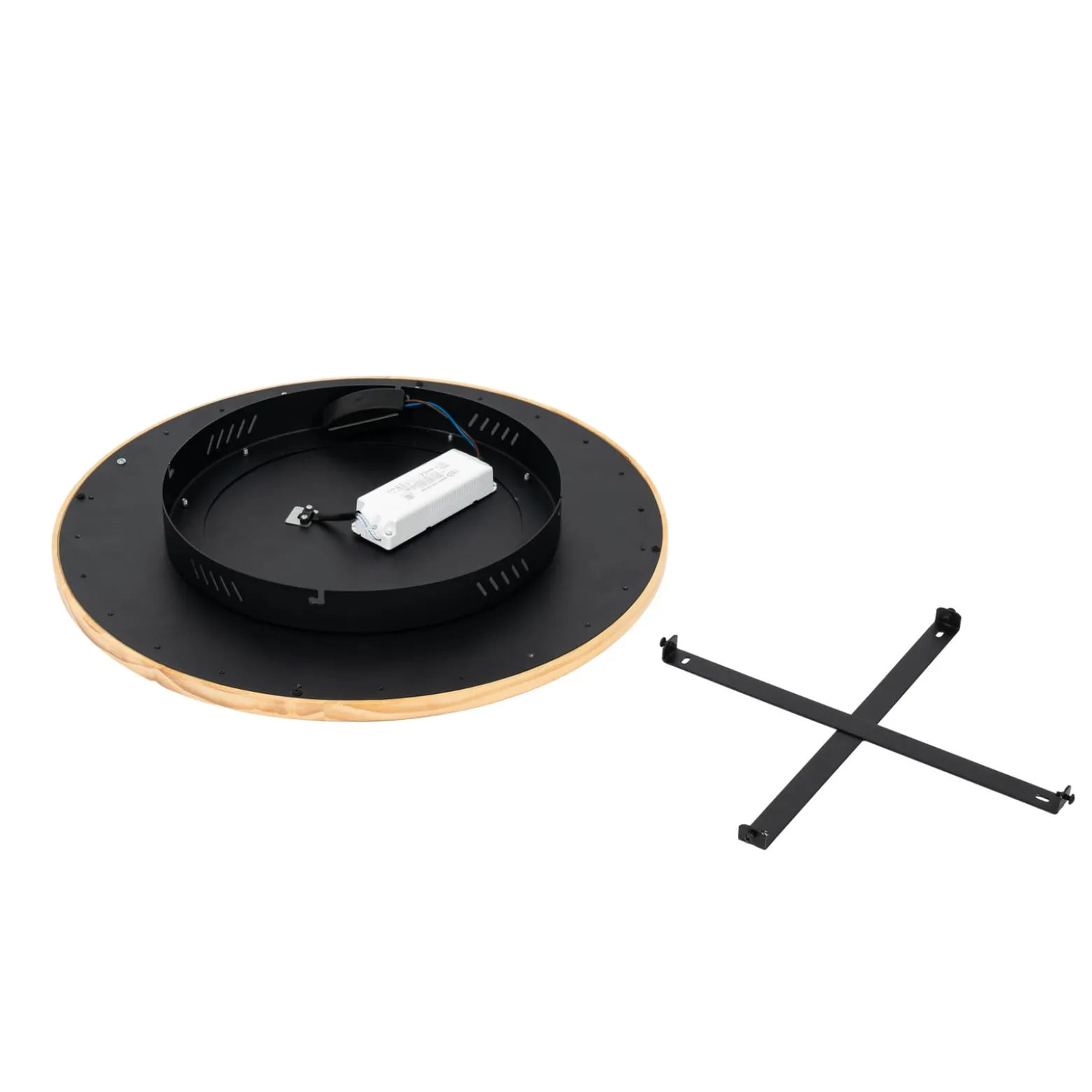 Lucande LED-kattovalaisin Joren, Ø 48 cm, puu, CCT, kaukosäädin
