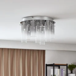 Lucande LED-kattovalaisin Korvitha, 7-valo, harmaa, lasi