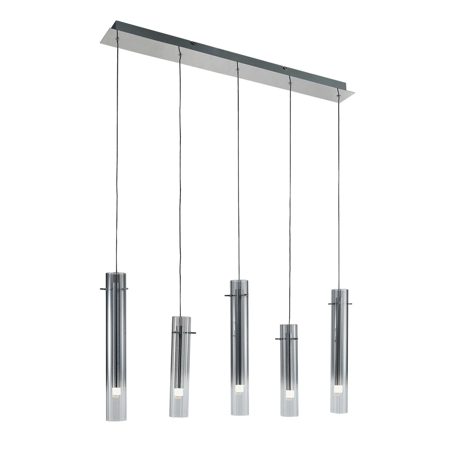 Lucande LED-kattovalaisin Korvitha, 5-valo, harmaa, lasi