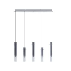 Lucande LED-kattovalaisin Korvitha, 5-valo, harmaa, lasi