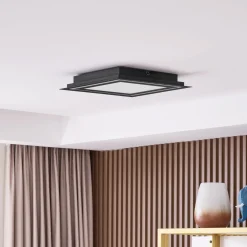 Lucande LED-kattovalaisin Leicy, musta, 34 cm, RGB, CCT
