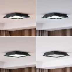 Lucande LED-kattovalaisin Leicy, musta, 34 cm, RGB, CCT