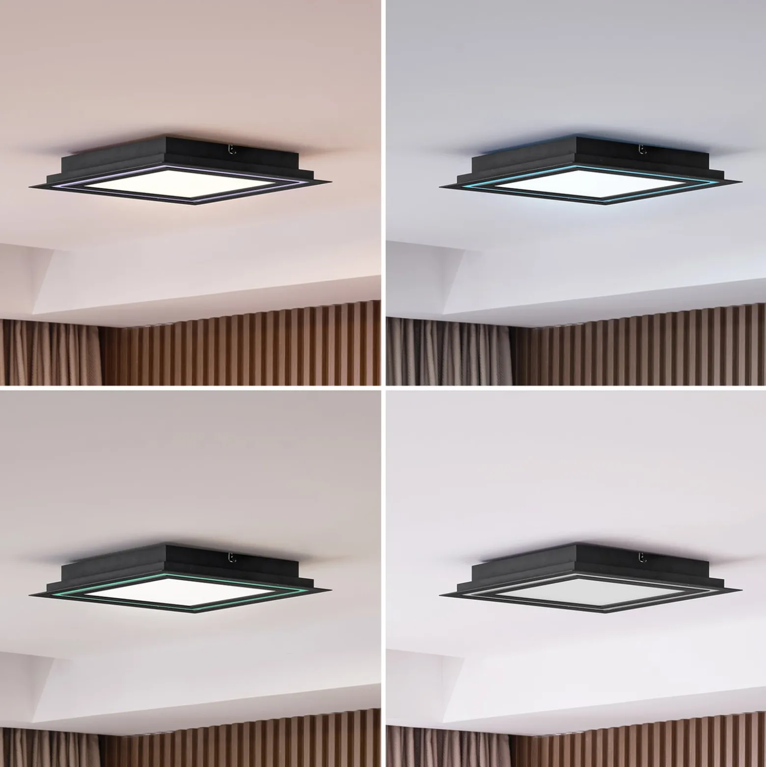 Lucande LED-kattovalaisin Leicy, musta, 34 cm, RGB, CCT