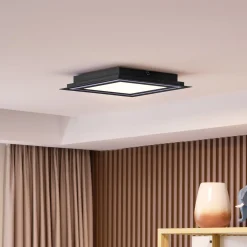 Lucande LED-kattovalaisin Leicy, musta, 34 cm, RGB, CCT