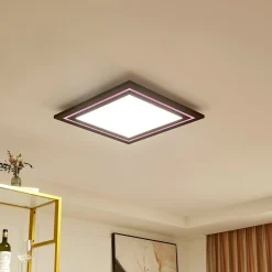 Lucande LED-kattovalaisin Leicy, nikkeli 60 cm RGB-värivirtaus