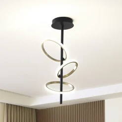 Lucande LED-kattovalaisin Madu, musta, metalli, 75 cm korkea