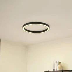 Lucande LED-kattovalaisin Neor, musta, Ø 60 cm, CCT, himmennettävä