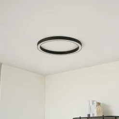 Lucande LED-kattovalaisin Neor, musta, Ø 60 cm, CCT, himmennettävä