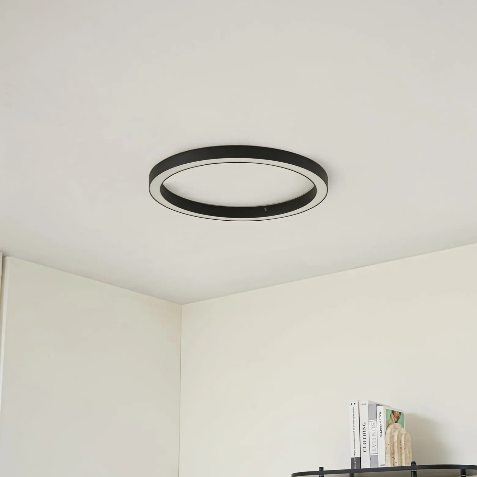 Lucande LED-kattovalaisin Neor, musta, Ø 60 cm, CCT, himmennettävä