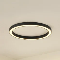 Lucande LED-kattovalaisin Neor, musta, Ø 60 cm, CCT, himmennettävä