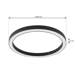 Lucande LED-kattovalaisin Neor, musta, Ø 60 cm, CCT, himmennettävä
