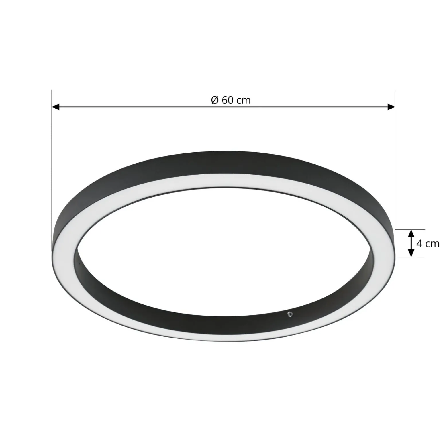 Lucande LED-kattovalaisin Neor, musta, Ø 60 cm, CCT, himmennettävä