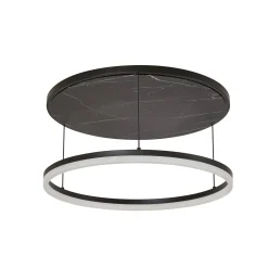 Lucande LED-kattovalaisin Orven, musta/marmori, Ø 50 cm, himmennettävä.